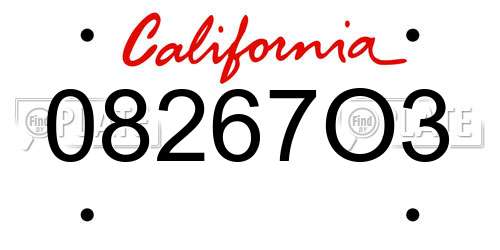 08267O3 California License Plate