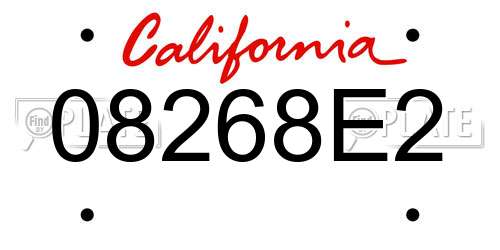 08268E2 California License Plate