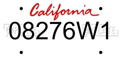 08276W1 California License Plate