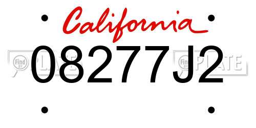 08277J2 California License Plate