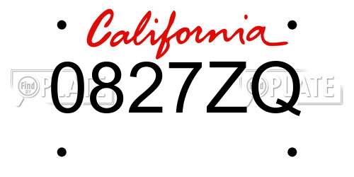 0827ZQ California License Plate