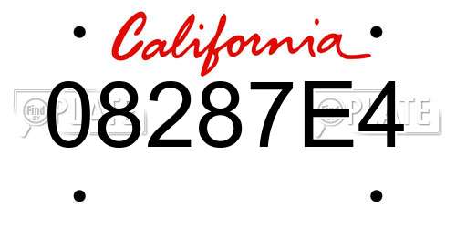08287E4 California License Plate
