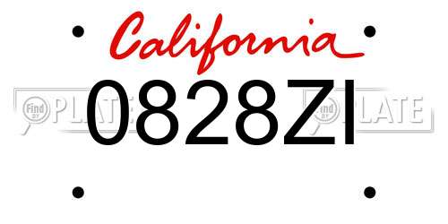 0828ZI California License Plate