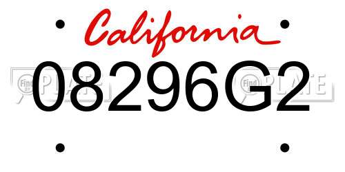 08296G2 California License Plate