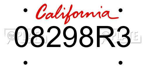 08298R3 California License Plate