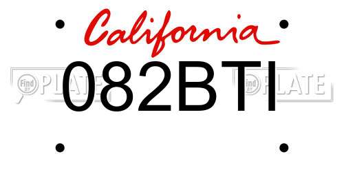 082BTI California License Plate