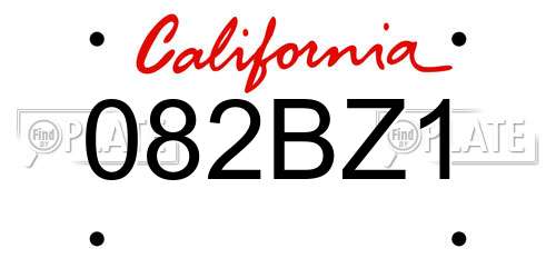 082BZ1 California License Plate