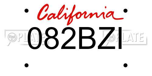 082BZI California License Plate