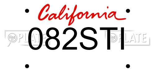 082STI California License Plate