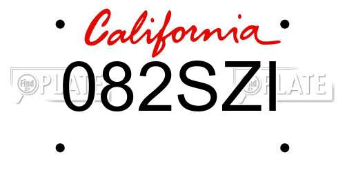 082SZI California License Plate