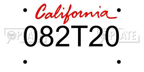 082T20 California License Plate