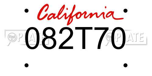 082T70 California License Plate