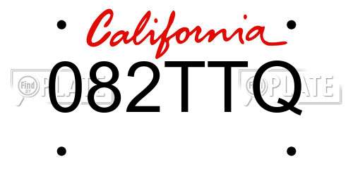 082TTQ California License Plate