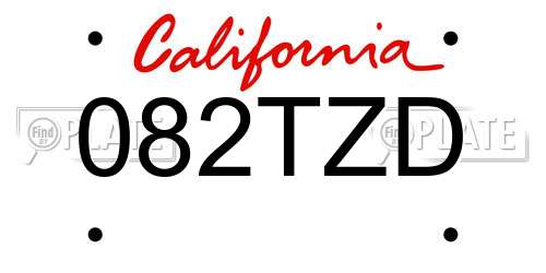 082TZD California License Plate
