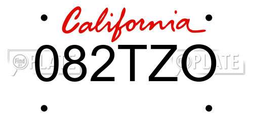 082TZO California License Plate