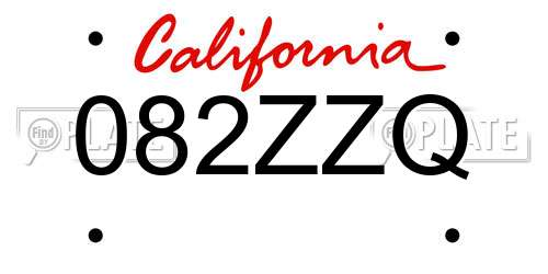 082ZZQ California License Plate