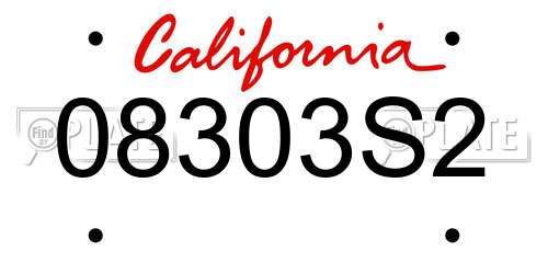 08303S2 California License Plate