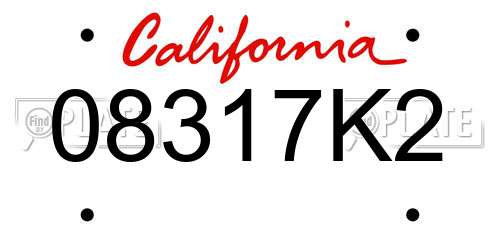 08317K2 California License Plate