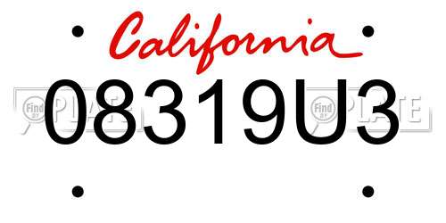 08319U3 California License Plate