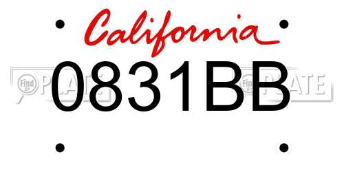 0831BB California License Plate