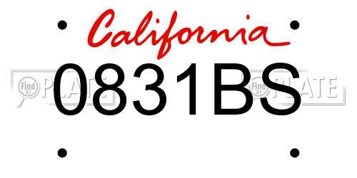 0831BS California License Plate