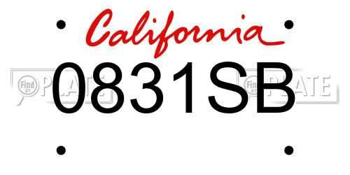 0831SB California License Plate