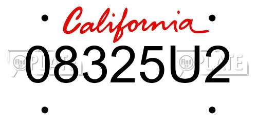 08325U2 California License Plate