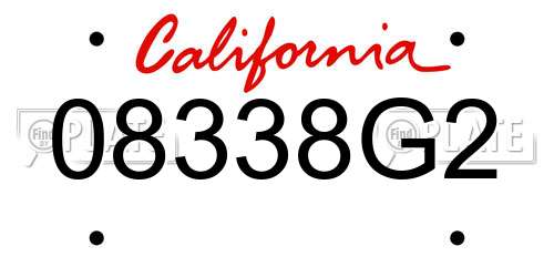 08338G2 California License Plate