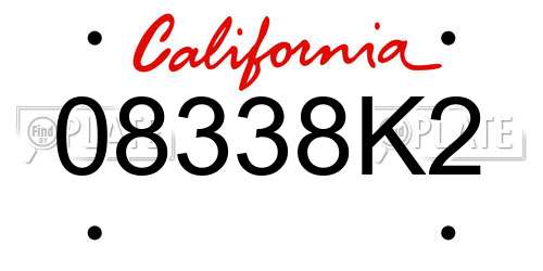 08338K2 California License Plate