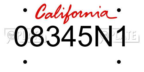 08345N1 California License Plate