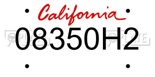 08350H2 California License Plate