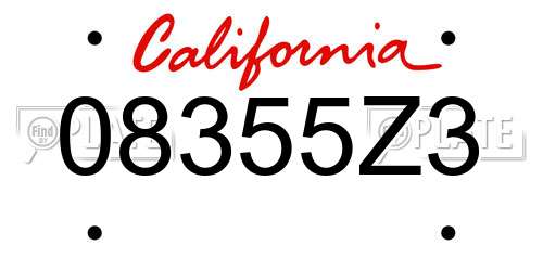 08355Z3 California License Plate