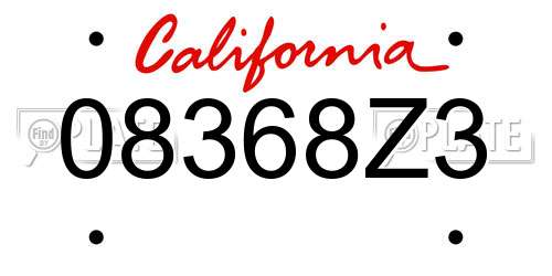 08368Z3 California License Plate