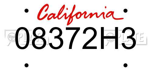 08372H3 California License Plate