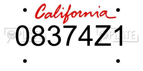 08374Z1 California License Plate