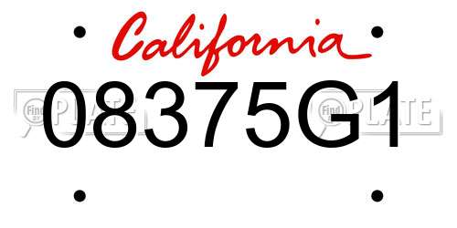 08375G1 California License Plate