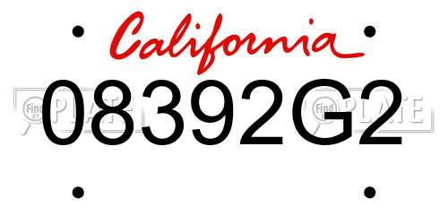 08392G2 California License Plate