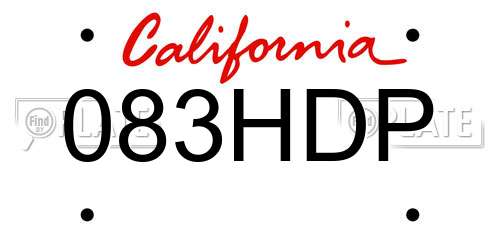 083HDP California License Plate