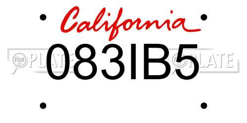 083IB5 California License Plate