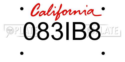 083IB8 California License Plate