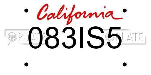 083IS5 California License Plate