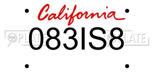 083IS8 California License Plate