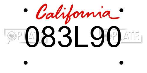 083L90 California License Plate
