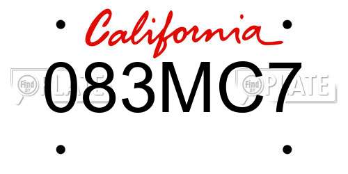 083MC7 California License Plate