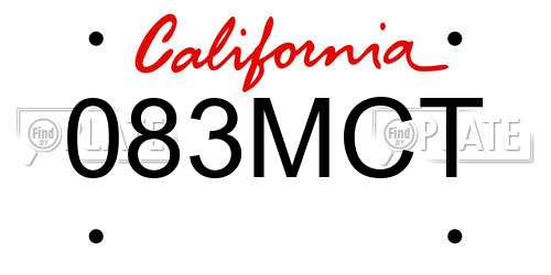 083MCT California License Plate