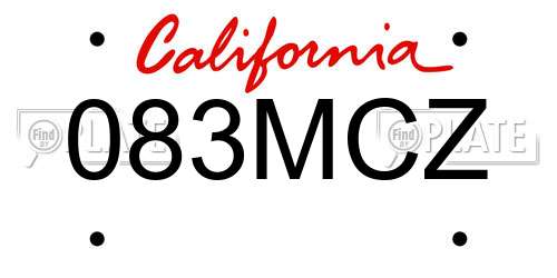 083MCZ California License Plate