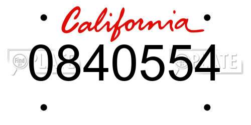 0840554 California License Plate