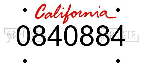 0840884 California License Plate