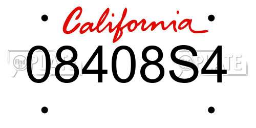08408S4 California License Plate