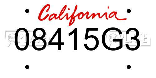 08415G3 California License Plate